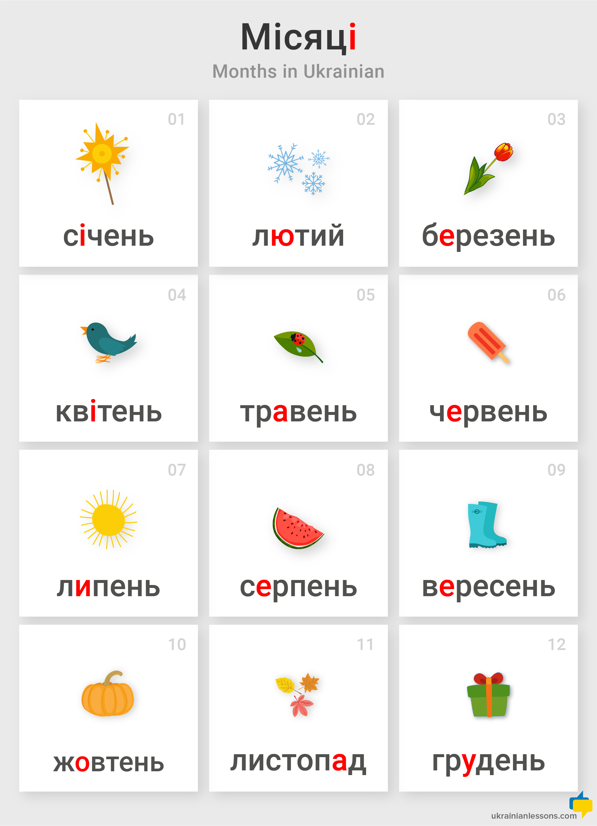 шестой месяц на украинском языке