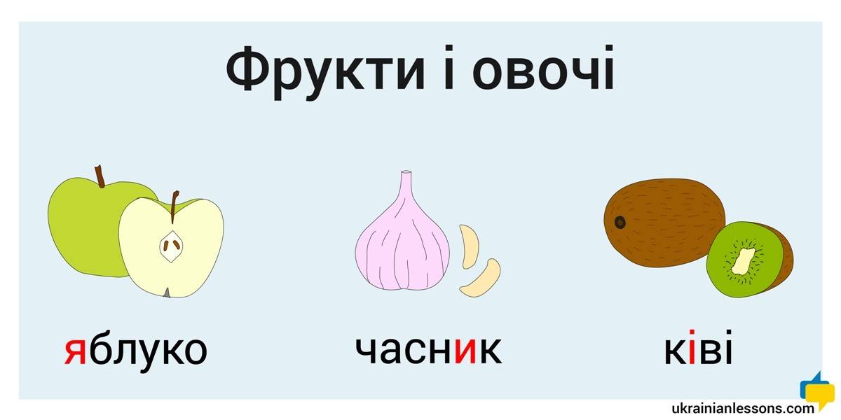 Fruits and vegetables Фрукти і овочі Ukrainian Lessons